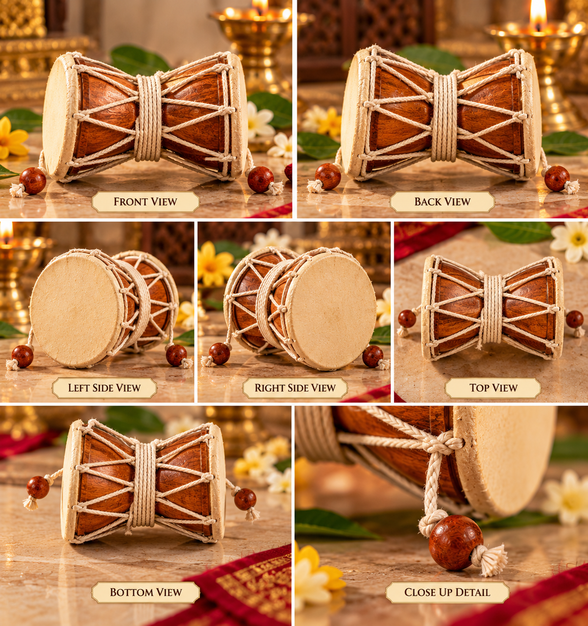 Sacred Wooden Shiva Damru Drum