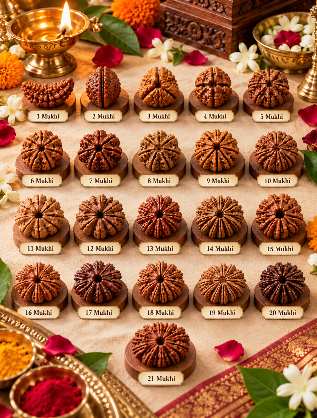 Sacred 1 To 21 Mukhi Rudraksha