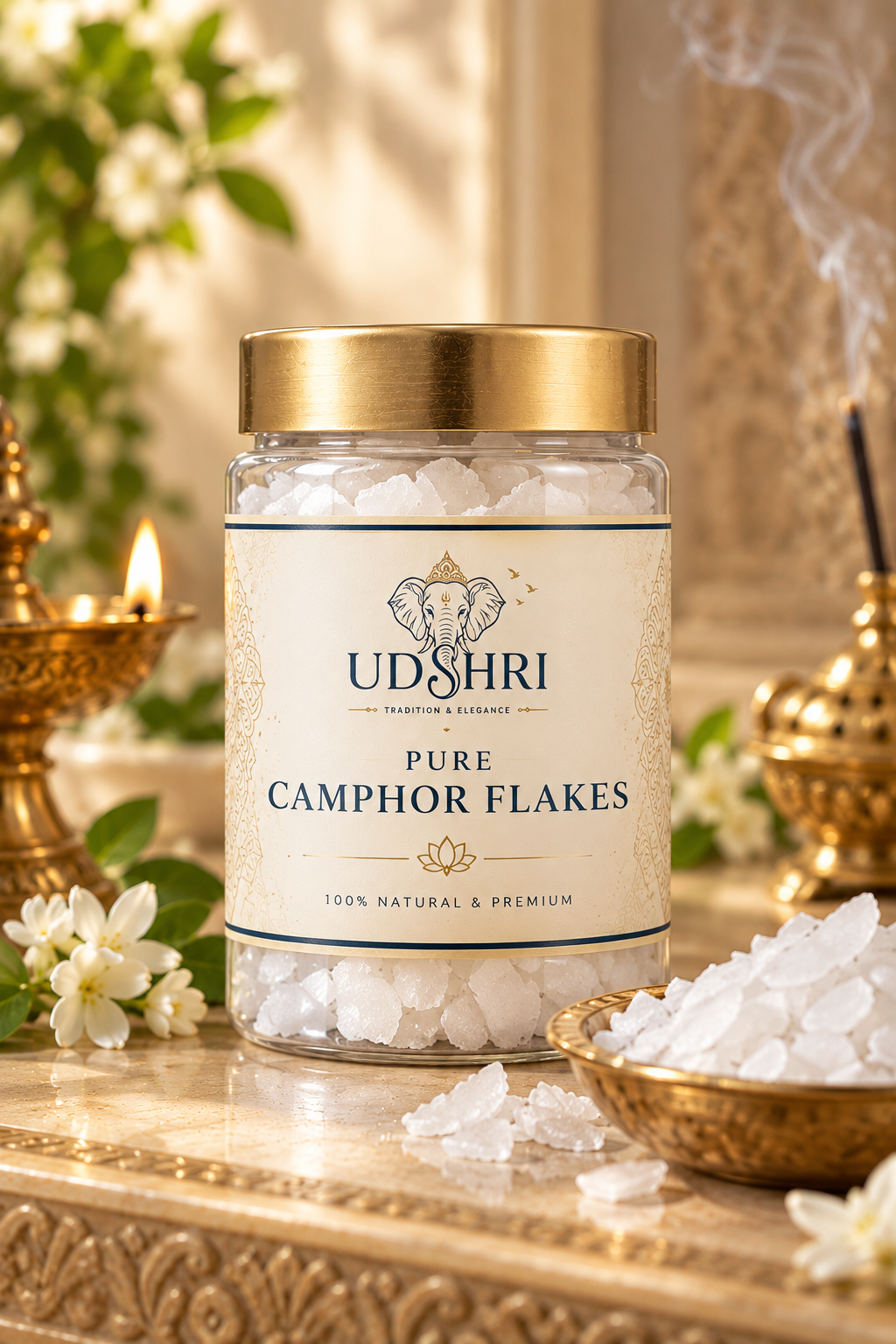Pure Camphor Flakes Jar
