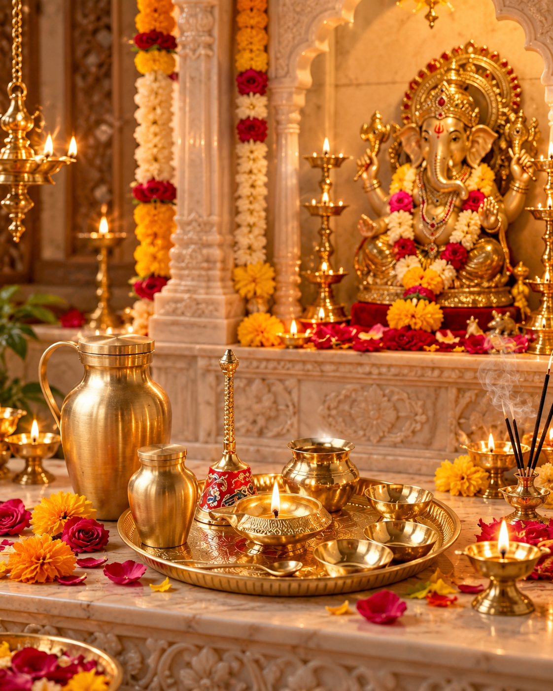 Sacred Puja Utensils Vessel Set