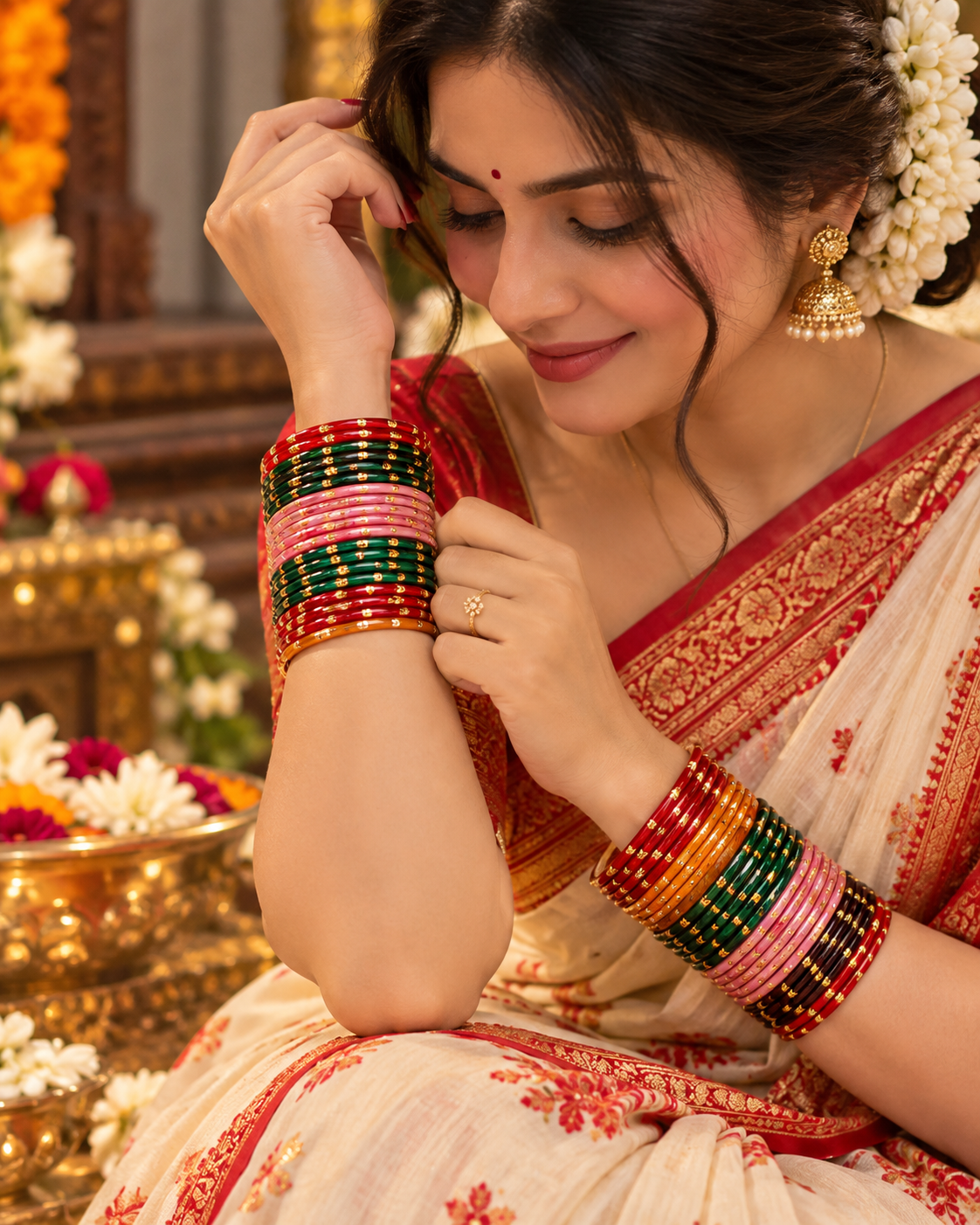 Traditional Colored Glass Bangle Set
