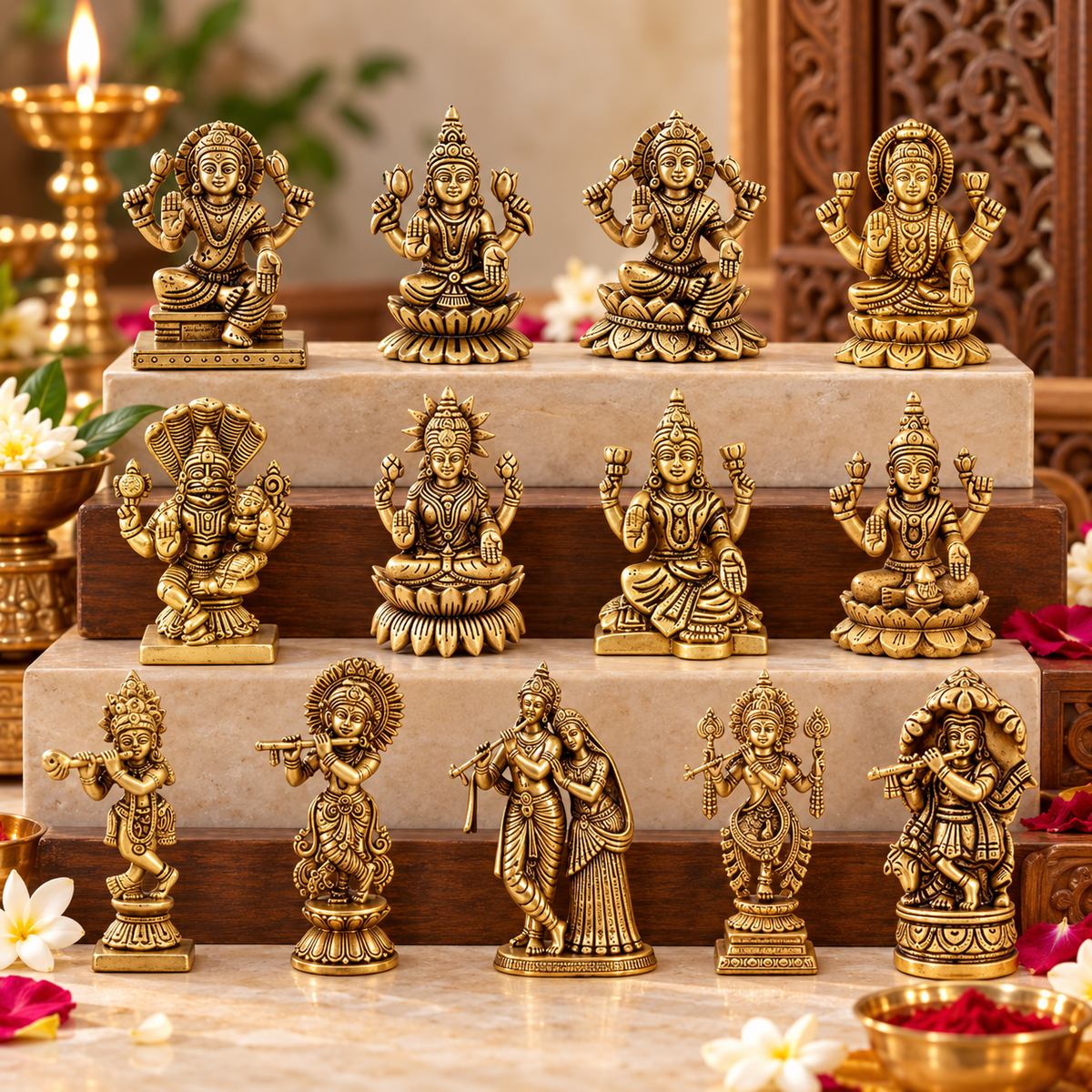 Sacred Brass & Silver Deity Idols