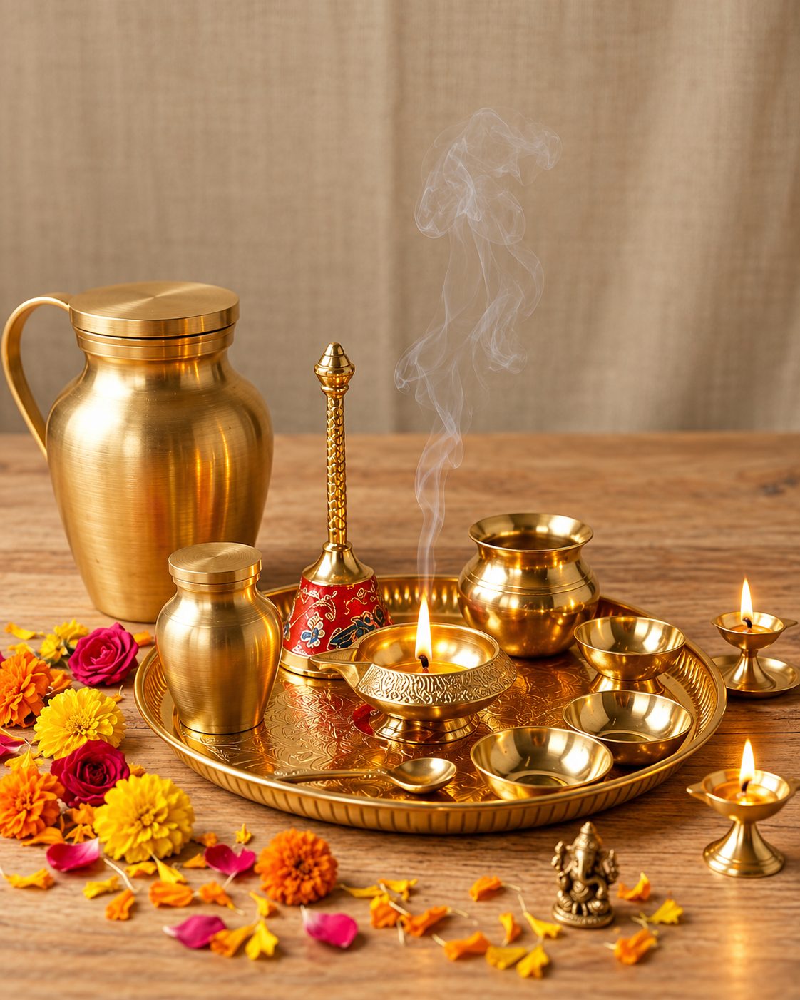 Sacred Puja Utensils Vessel Set