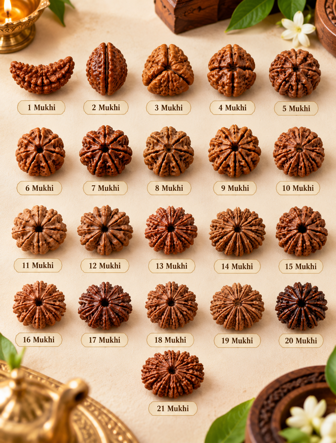 Sacred 1 To 21 Mukhi Rudraksha