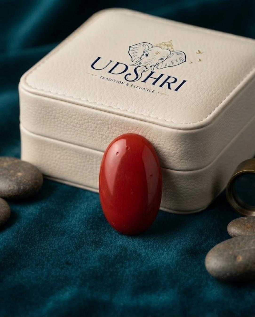 Ox-Blood Color Italian Red Coral (Rakta Praval) - Ovel shaped