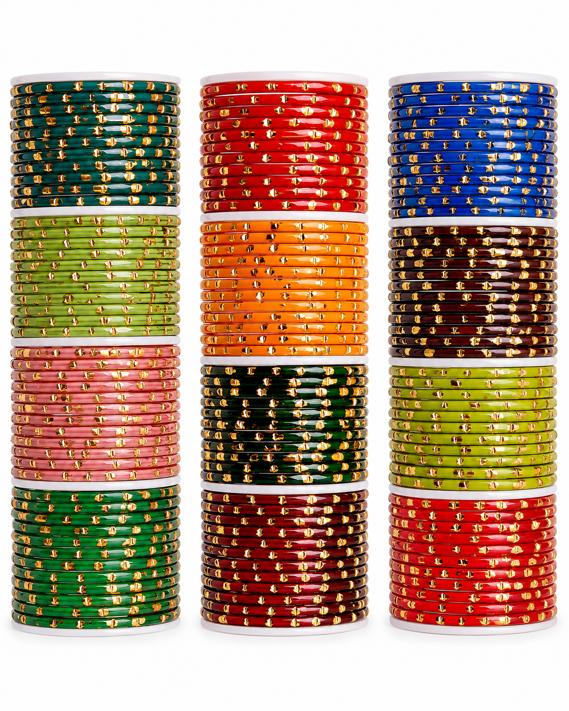 Traditional Colored Glass Bangle Set